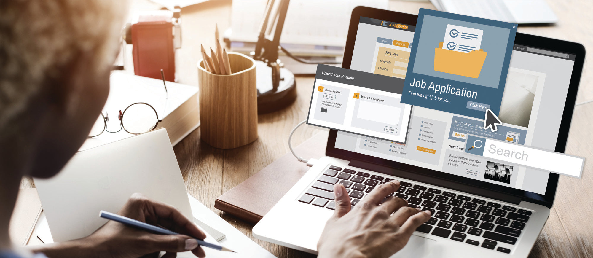 Person applying for a job online at Bay City Industrial careers portal.